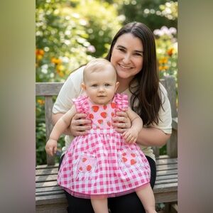 Pink Strawberry Checkered Dress NWT